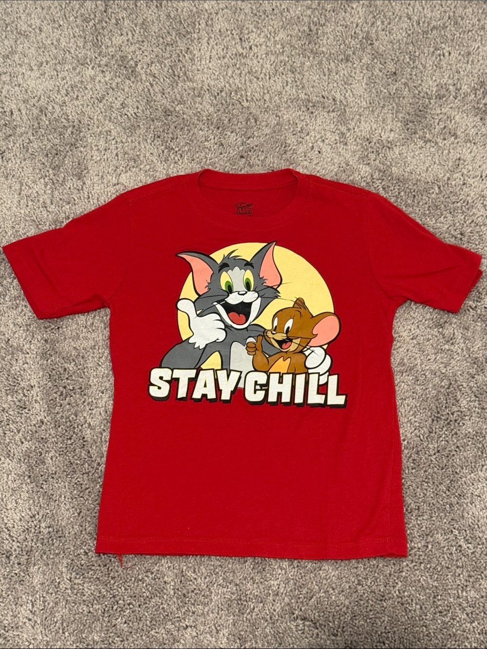 Tom & Jerry "Stay Chill" Kids Graphic Tee - Red